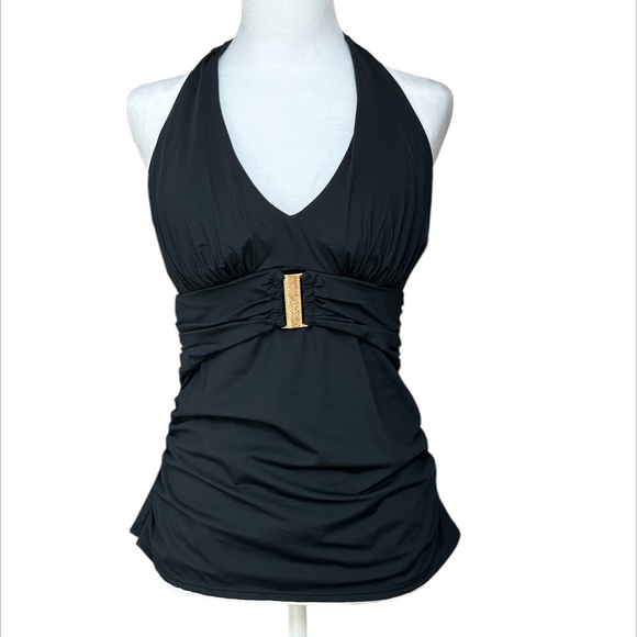 Spanx Halter Tankini Top Swim Shapewear Black NWT Size 10 - Picture 1 of 8